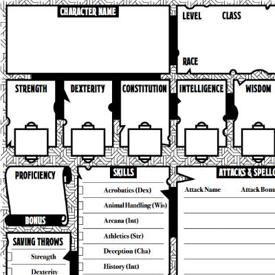 5th Edition Character Sheets
