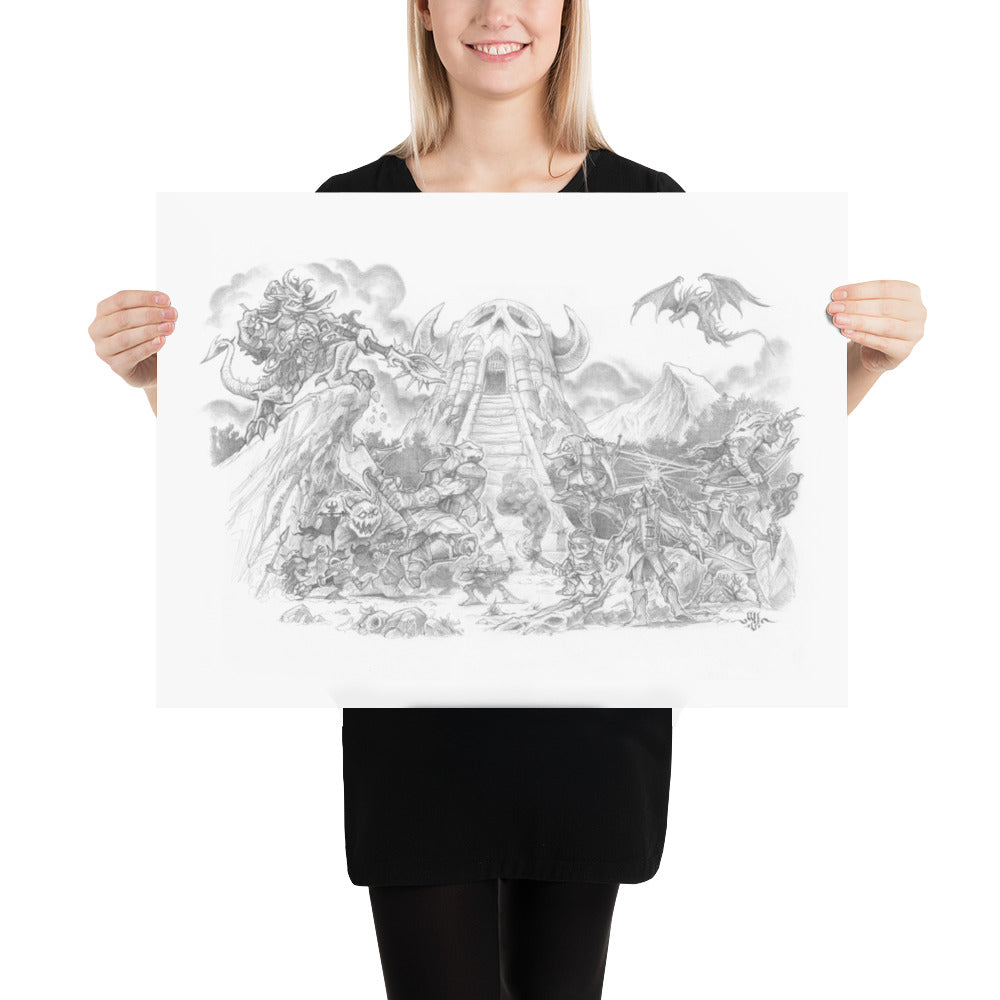 Encounter with the Demon Lord - Pencil Print