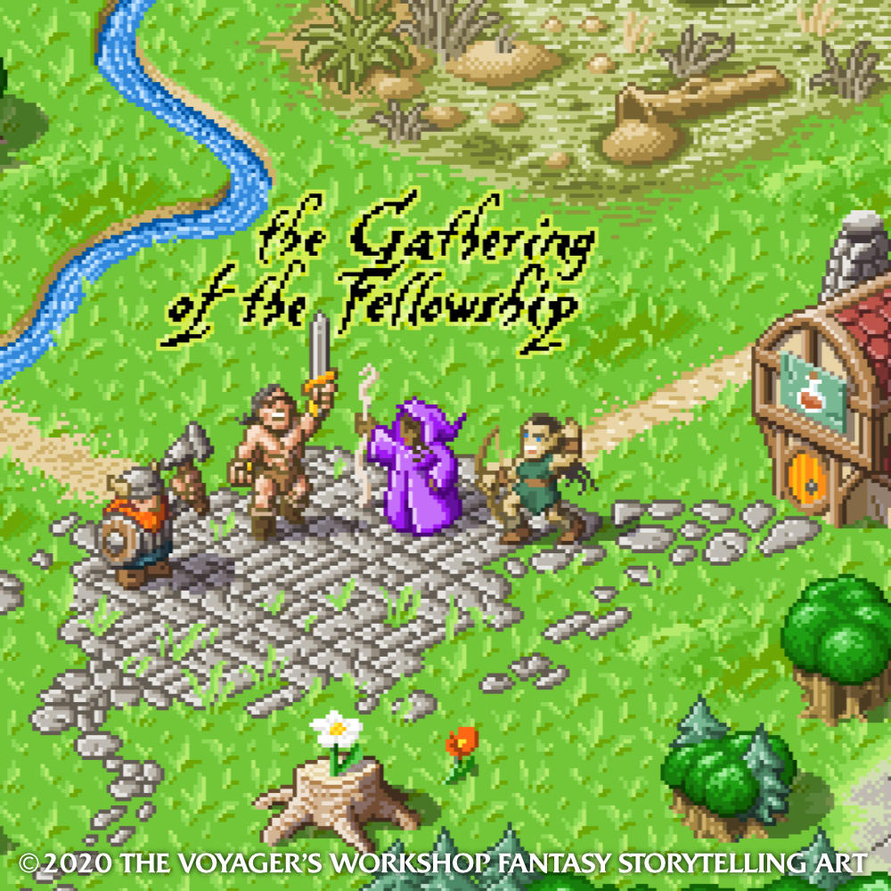 World of Adventuring Pixel Art Poster