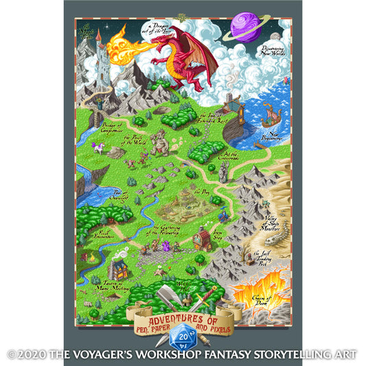 World of Adventuring Pixel Art Poster