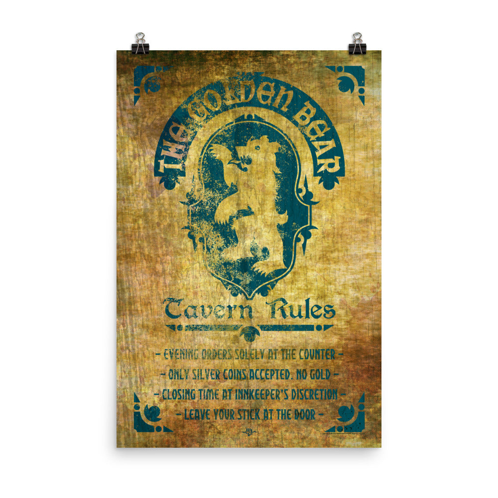 Golden Bear Tavern Rules Poster