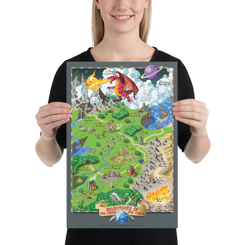 World of Adventuring Pixel Art Poster